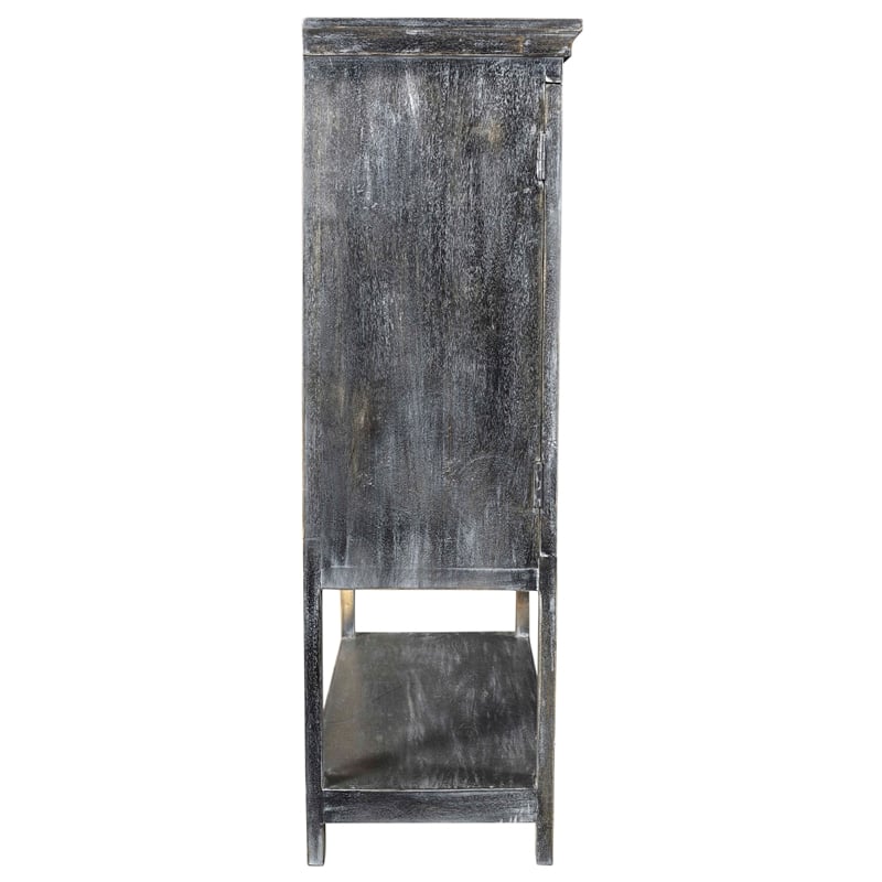 Pemberly Row 2-Door 3-Shelf Solid Wood Tall Boy Cabinet in Distressed Gray