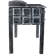 Pemberly Row 7-Drawer Hand-Carved Solid Wood Desk in Antique Gray