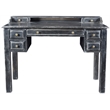 Pemberly Row 7-Drawer Hand-Carved Solid Wood Desk in Antique Gray