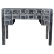 Pemberly Row 7-Drawer Hand-Carved Solid Wood Desk in Antique Gray