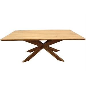 Pemberly Row Solid Acacia Wood Dining Table in Natural with Crossed Legs
