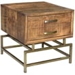 Pemberly Row Solid Wood Side Table in Natural with Brass-Finished Metal Base