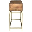 Pemberly Row 2-Drawer Solid Wood Console Table in Natural on Brass Iron Base