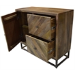 Pemberly Row 2-Drawer 1-Door Solid Wood Cabinet in Natural on Iron Frame