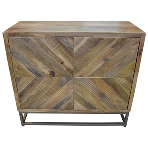 Pemberly Row 2-Drawer 1-Door Solid Wood Cabinet in Natural on Iron Frame