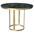 Pemberly Row Cast Iron Dining Table with Smoked Tempered Glass Top in Gold