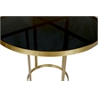 Pemberly Row Cast Iron Dining Table with Smoked Tempered Glass Top in Gold