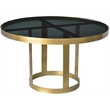 Pemberly Row Cast Iron Cocktail Table with Smoked Tempered Glass in Gold