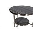 Pemberly Row 2-Tier Cast Iron Side Table with Gray Marble in Satin Nickel