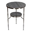 Pemberly Row 2-Tier Cast Iron Side Table with Gray Marble in Satin Nickel