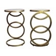 Pemberly Row Cast Iron Side Table with Gray Marble in Gold (Set of 2)