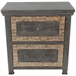 Pemberly Row Solid Wood Nightstand with 2 Drawers and Textured Panels in Brown
