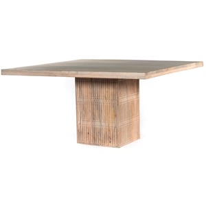 Pemberly Row 60&quot Square Hand-Carved Mango Wood Dining Table in Brushed Ivory