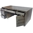 Pemberly Row 5-Drawer Hand-Carved Mango Wood Executive Desk in Antique Brown