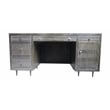 Pemberly Row 5-Drawer Hand-Carved Mango Wood Executive Desk in Antique Brown