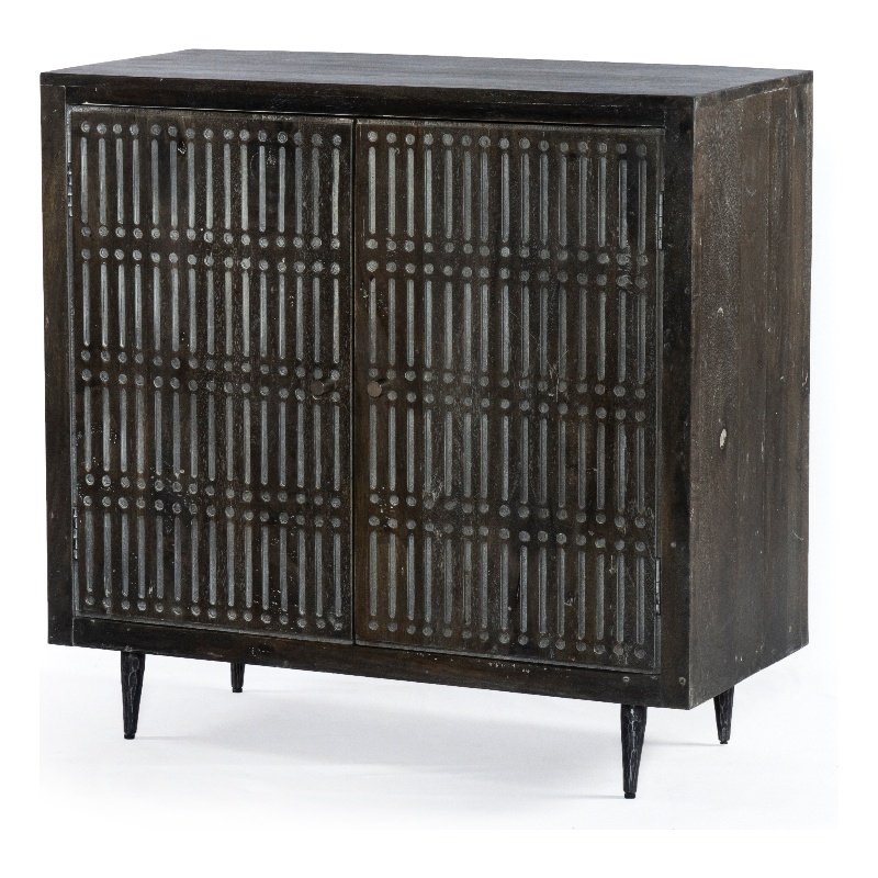 Pemberly Row 2-Door Hand-Carved Mango Wood Sideboard in Antique Brown