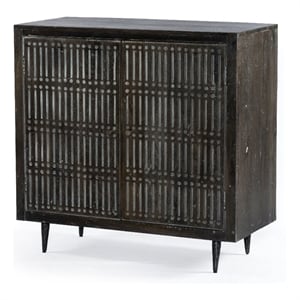 Pemberly Row 2-Door Hand-Carved Mango Wood Sideboard in Antique Brown