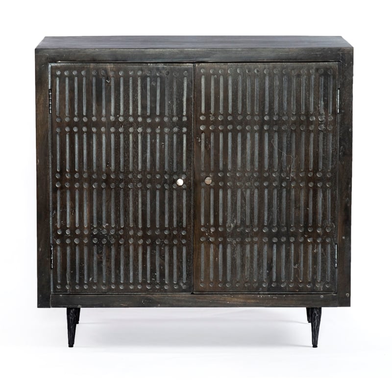 Pemberly Row 2-Door Hand-Carved Mango Wood Sideboard in Antique Brown
