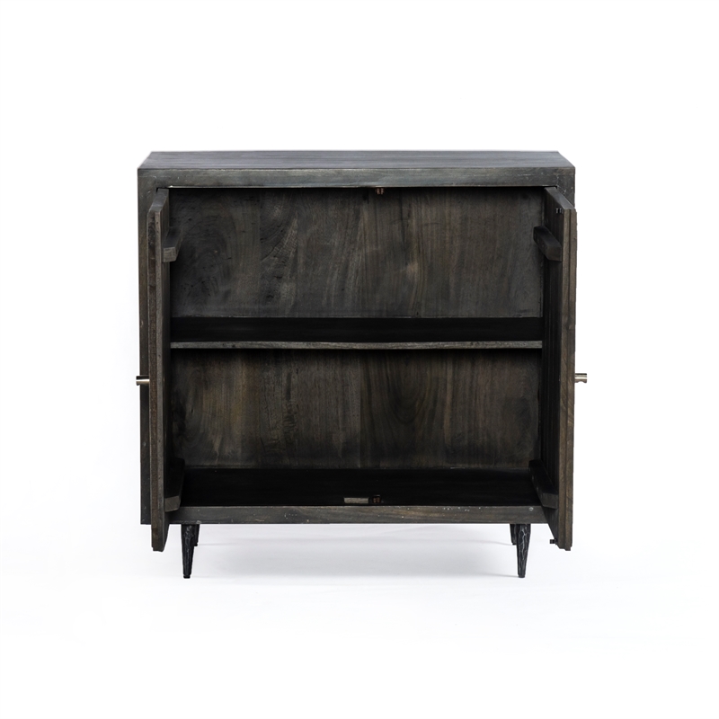 Pemberly Row 2-Door Hand-Carved Mango Wood Sideboard in Antique Brown