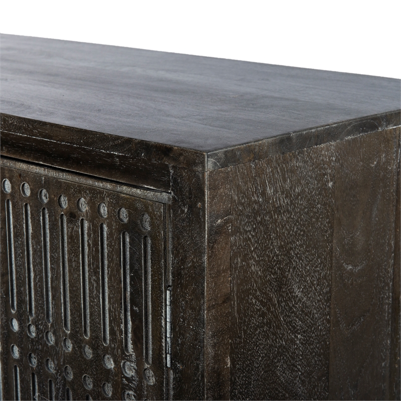 Pemberly Row 2-Door Hand-Carved Mango Wood Sideboard in Antique Brown