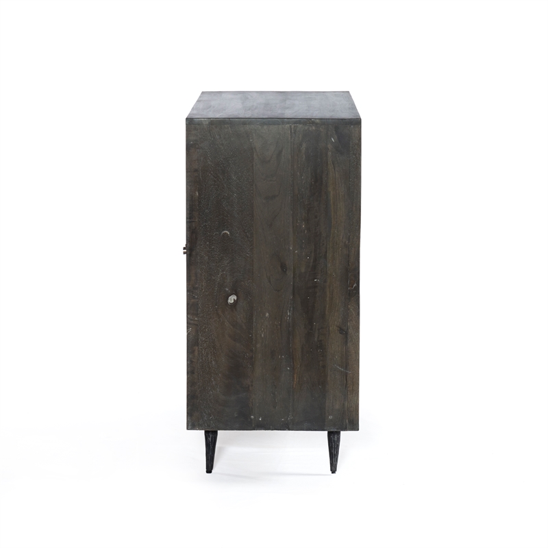 Pemberly Row 2-Door Hand-Carved Mango Wood Sideboard in Antique Brown