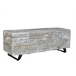 Pemberly Row Contemporary Solid Wood Storage Chest on Iron Base in Gray