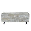 Pemberly Row Contemporary Solid Wood Storage Chest on Iron Base in Gray