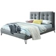Pemberly Row Queen Bed Upholstered in Gray Fabric with Diamond Quilting
