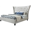 Pemberly Row King Bed Upholstered in Limestone Beige with Tufted Headboard
