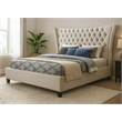 Pemberly Row King Bed Upholstered in Limestone Beige with Tufted Headboard