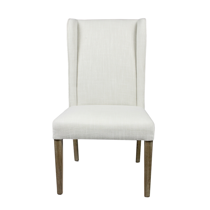 Pemberly Row Fabric Upholstered Side Chair in White with Side Bolstering