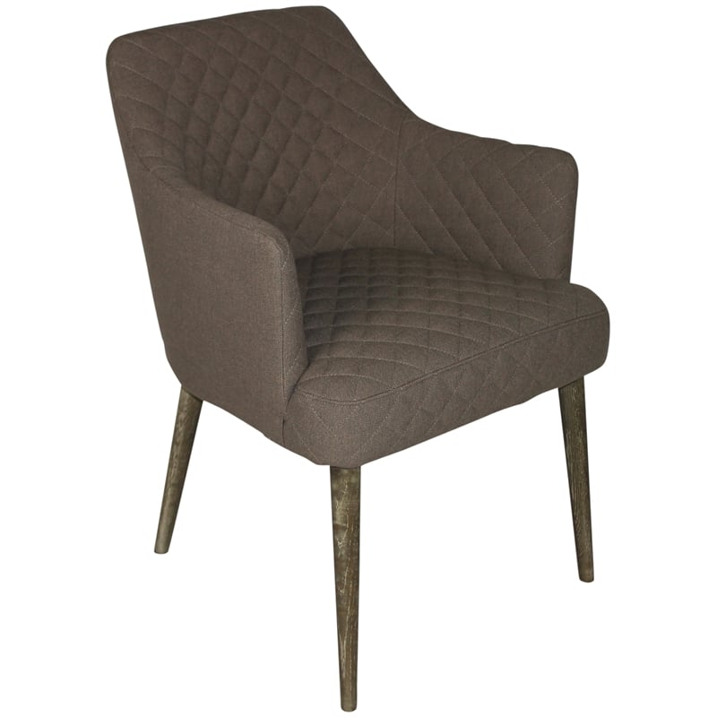 Pemberly Row Diamond Stitched Side Chair in Gray Fabric on Solid Oak Legs