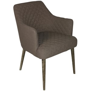 Pemberly Row Diamond Stitched Side Chair in Gray Fabric on Solid Oak Legs