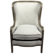 Pemberly Row High-Back Lounge Arm Chair in Natural Linen with Wood Trim