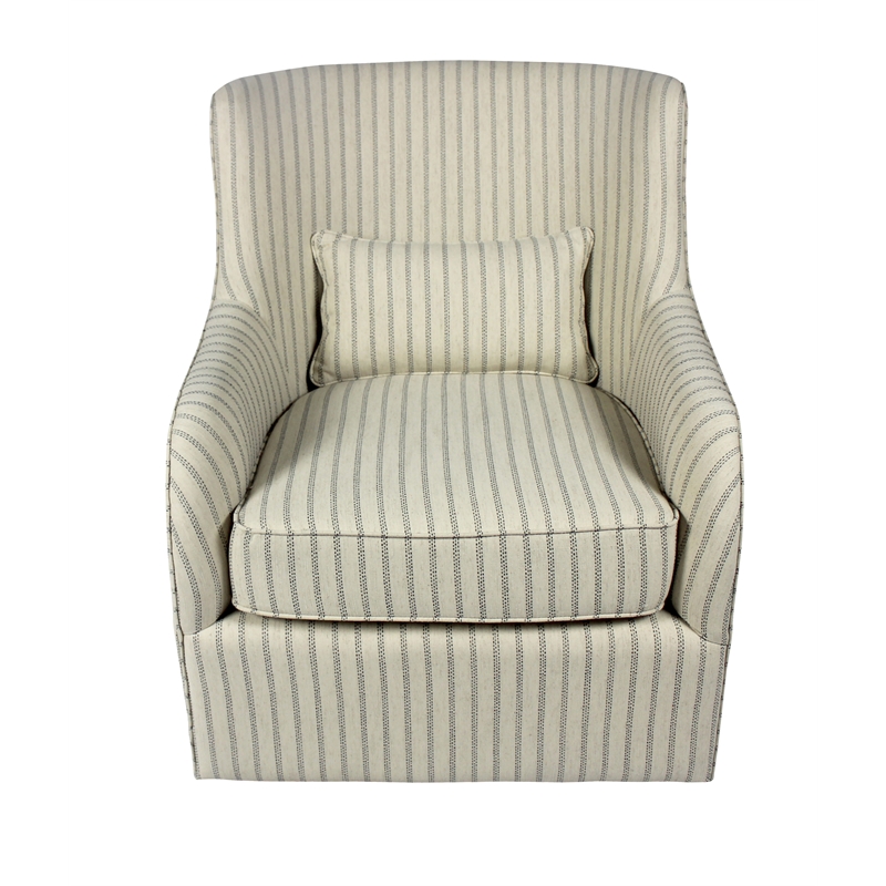 Pemberly Row Swivel Lounge Chair with Kidney Pillow in Natural Fabric