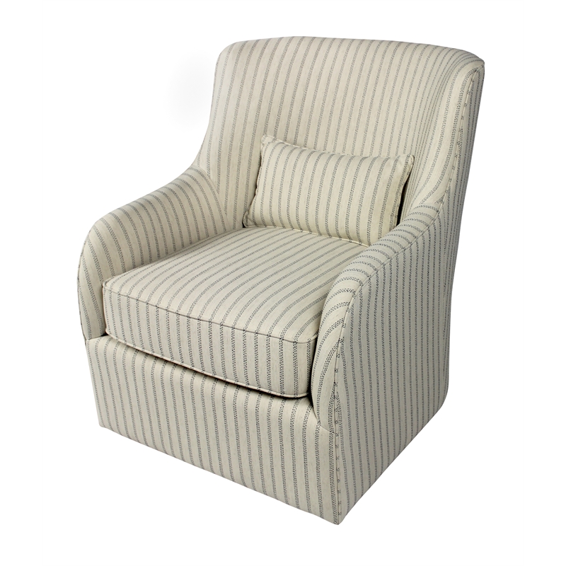 Pemberly Row Swivel Lounge Chair with Kidney Pillow in Natural Fabric