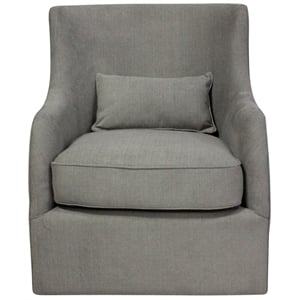 Pemberly Row Swivel Lounge Chair with Kidney Pillow in Gray Fabric