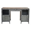 Pemberly Row Industrial Metal Desk with 3 Drawers and 1 Door in Gray