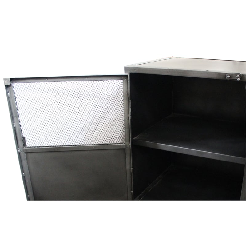 Pemberly Row Industrial Metal Desk with 3 Drawers and 1 Door in Gray