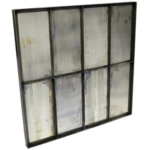 Pemberly Row 40&quot x 40&quot Antique-Style Wall Mirror in Gray Metal Frame