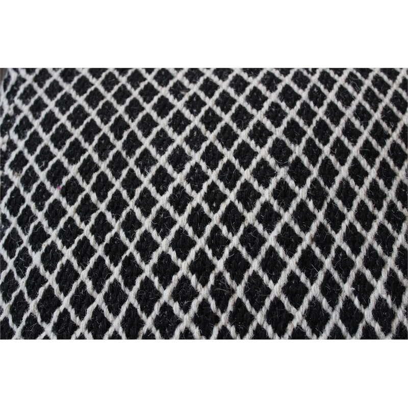 Pemberly Row Lightweight Upholstered Pouf Ottoman in Black Fabric