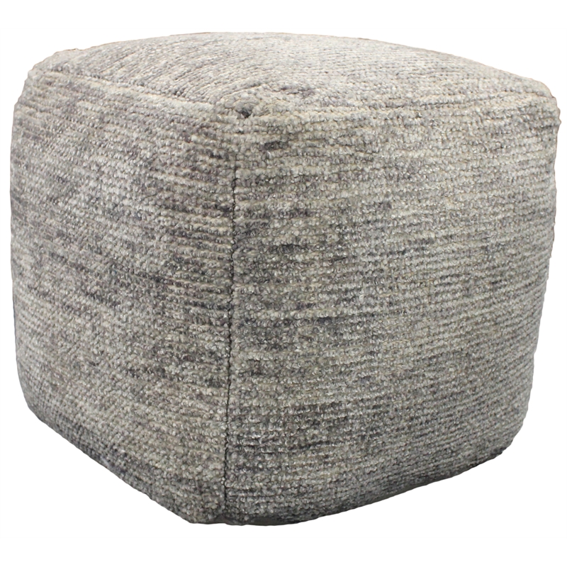 Pemberly Row Lightweight Upholstered Pouf Ottoman in Gray Fabric