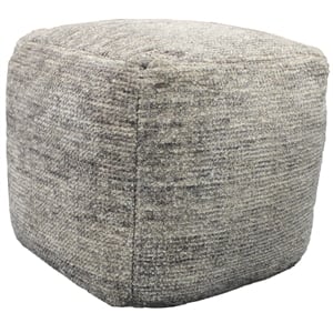 Pemberly Row Lightweight Upholstered Pouf Ottoman in Gray Fabric