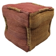 Pemberly Row Lightweight Upholstered Pouf Ottoman in Orange Fabric