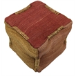Pemberly Row Lightweight Upholstered Pouf Ottoman in Orange Fabric