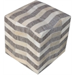 Pemberly Row Lightweight Upholstered Pouf Ottoman in Beige Fabric