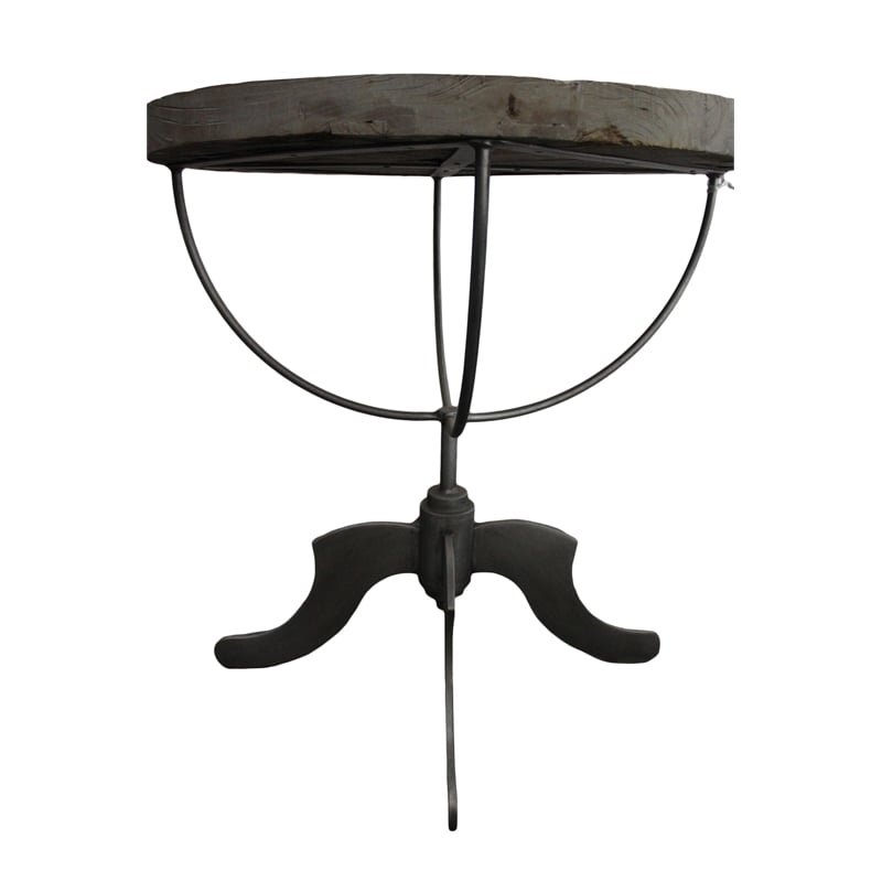 Pemberly Row Round Solid Wood Occasional Table on Cast Iron Base in Brown