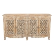 Pemberly Row Hand-Carved Solid Wood 4-Door Sideboard in Antique White
