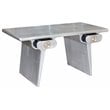 Pemberly Row 2-Drawer Aviation Writing Desk in Silver Aluminum on Solid Wood
