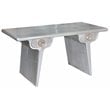 Pemberly Row 2-Drawer Aviation Writing Desk in Silver Aluminum on Solid Wood